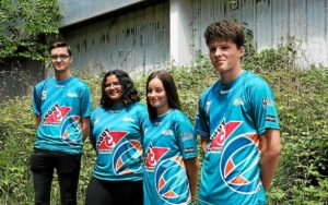 De gauche à droite : Thomas Lallaizon, 18 ans, Lory Listoera, 17 ans, Margot Plouzennec, 18 ans, et Thibault Prima, 17 ans, intégreront les équipes seniors dès la saison prochaine. (Le Télégramme/Samuel Oberman)